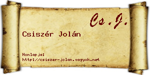 Csiszér Jolán névjegykártya